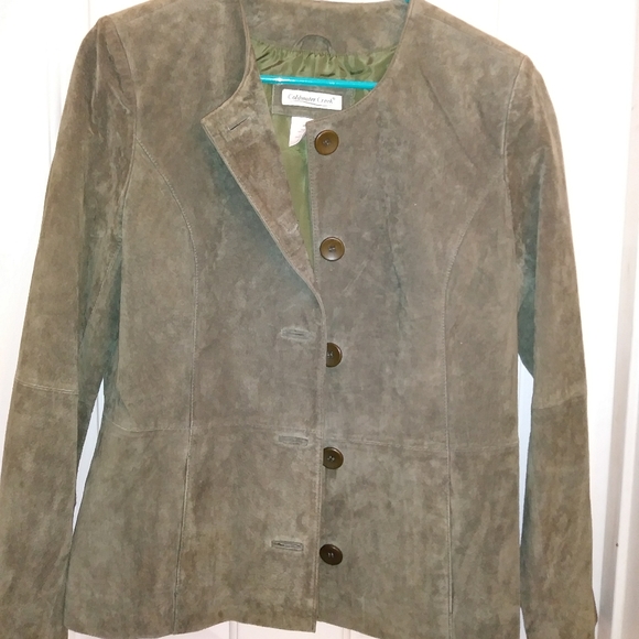 Coldwater Creek Jackets & Blazers - Coldwater Creek olive green/taupe suede jacket EUC